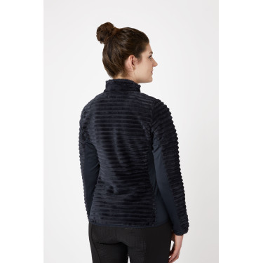 Gestreepte fleece paardrijjas Horze Della dames Donker marineblauw Gestreepte fleece paardrijjas Horze Della dames Donker marineblauw