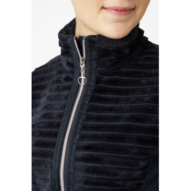 Gestreepte fleece paardrijjas Horze Della dames Donker marineblauw Gestreepte fleece paardrijjas Horze Della dames Donker marineblauw