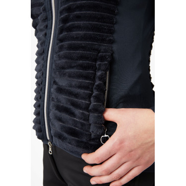Gestreepte fleece paardrijjas Horze Della dames Donker marineblauw Gestreepte fleece paardrijjas Horze Della dames Donker marineblauw