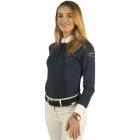 Polo Kavala dames lange mouwen Flags & Cup Bleu marine