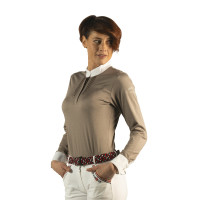 Damespolo Kavala met lange mouwen Flags & Cup Taupe Bruin