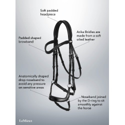 Bridon LeMieux Arika Duitse neusriem Bruin / zilver
