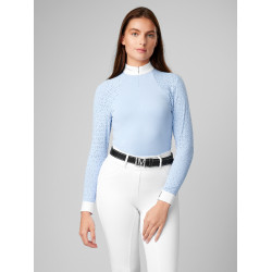 Wedstrijdpolo LeMieux Olivia lange mouwen Mist Blauw