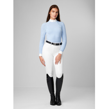 Wedstrijdpolo LeMieux Olivia lange mouwen Mist Blauw