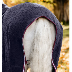 Polar fleece deken Horseware met reliëf Jersey HW-print marineblauw