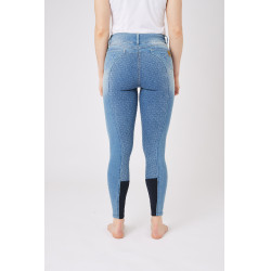 Jean Volledig siliconen zitvlak hoge taille Kaia dames Horze Blauw Jean Volledig siliconen zitvlak hoge taille Kaia dames Horze Blauw