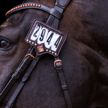 Nummerhouder voor zadeldekje Imperial Riding Show and Glow Bruin / croco bruin