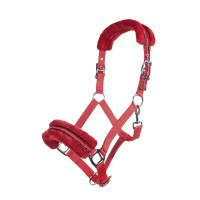 Nylon halster Glitter gevoerd met fleece HKM Rood