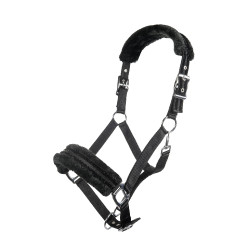 Nylon halster Glitter gevoerd met fleece HKM Zwart