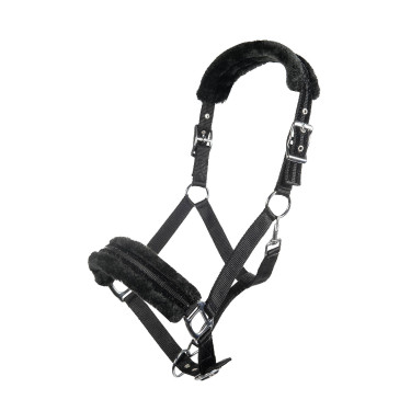 Nylon halster Glitter gevoerd met fleece HKM Zwart