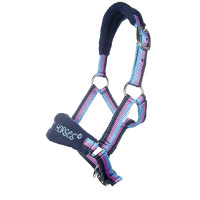 Halster Funny Horses HKM Donkerblauw, blauw, donkerroze