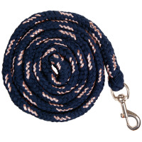 Longe Rosegold met musketonhaak HKM Marine / roségoud Blauw
