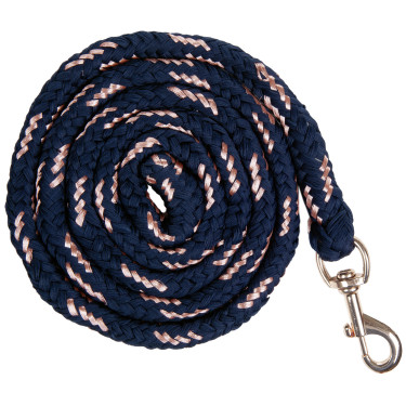 Longe Rosegold met musketonhaak HKM Marine / roségoud Blauw Longe Rosegold met musketonhaak HKM Marine / roségoud Blauw