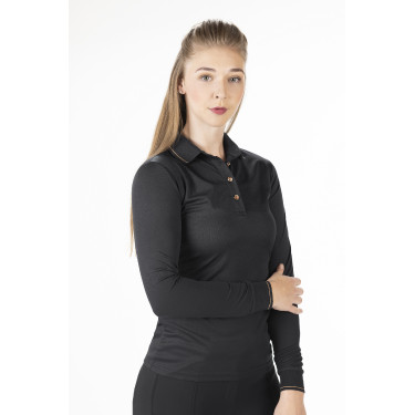 Polo Rosegold Glamour Style lange mouwen HKM Zwart / roségoud Polo Rosegold Glamour Style lange mouwen HKM Zwart / roségoud