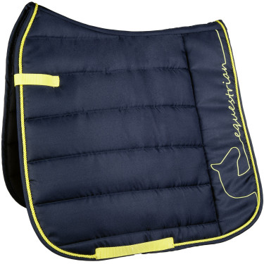Paardrijtapijt HKM Marineblauw / neongeel