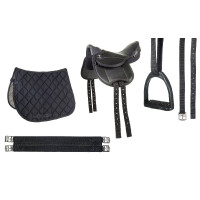 Shetland zadelset Beginner HKM Zwart