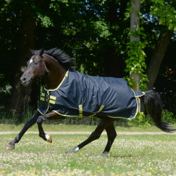 Bucas Oasis Turnout 200g deken met halsstuk Donkergrijs / limoengroen