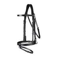 Plat Lederen Hulpteugel Met Musketons Working by Dy'on Zwart