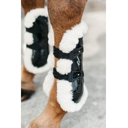 Bamboo Elastische Peesbeschermers vegan schapenvacht Kentucky Zwart Bamboo Elastische Peesbeschermers vegan schapenvacht Kentucky Zwart