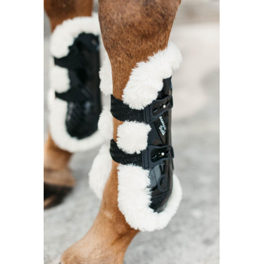 Bamboo Elastische Peesbeschermers vegan schapenvacht Kentucky Zwart Bamboo Elastische Peesbeschermers vegan schapenvacht Kentucky Zwart