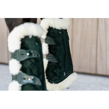 Bamboo Elastische Fluwelen Vegan Schapenvacht Gamaschen Kentucky Donkergroen Bamboo Elastische Fluwelen Vegan Schapenvacht Gamaschen Kentucky Donkergroen