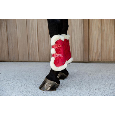 Bamboo Elastische Fluwelen Vegan Schapenvacht Gamaschen Kentucky Rood