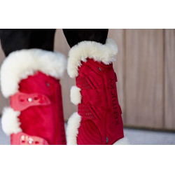 Bamboo Elastische Fluwelen Vegan Schapenvacht Gamaschen Kentucky Rood