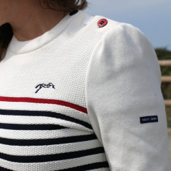 Trui Pénélope x Saint James Maelle Ecru / marine / rood Motieven