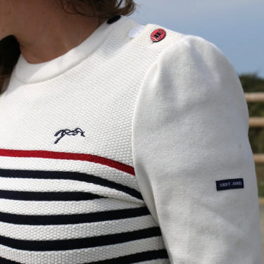 Trui Pénélope x Saint James Maelle Ecru / marine / rood Motieven