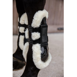 Velcro beenbeschermer vegan schapenvacht Kentucky Zwart