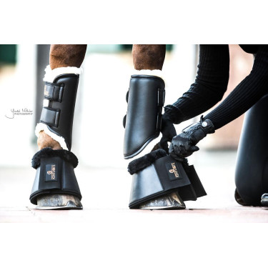 Gesloten voorste leren peesbeschermers Kentucky Zwart Gesloten voorste leren peesbeschermers Kentucky Zwart