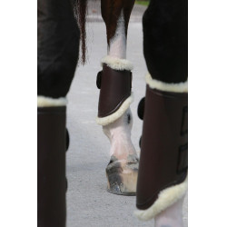 Gesloten peesbeschermers Leer achter kort Kentucky Bruin Gesloten peesbeschermers Leer achter kort Kentucky Bruin