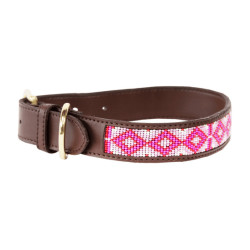 Halsband voor honden van handgemaakte parels Kentucky Roze