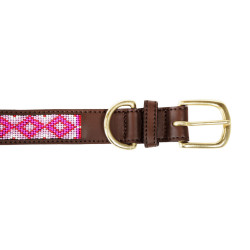 Halsband voor honden van handgemaakte parels Kentucky Roze