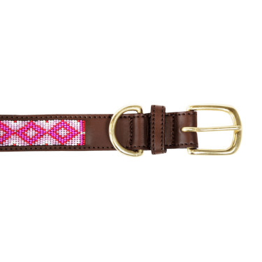 Halsband voor honden van handgemaakte parels Kentucky Roze