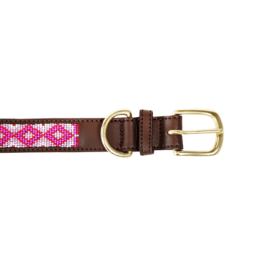 Halsband voor honden van handgemaakte parels Kentucky Roze