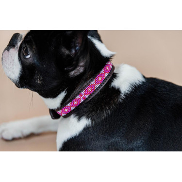 Halsband voor honden van handgemaakte parels Kentucky Roze