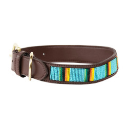 Halsband voor honden van handgemaakte parels Kentucky Lichtblauw