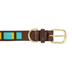 Halsband voor honden van handgemaakte parels Kentucky Lichtblauw