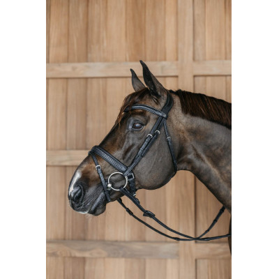 Gevlochten gecombineerde neusriem met Pull Back Dy'on New English Collection Zwart