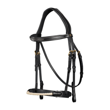 Bridon Neusriem Touw D Collectie van Dy'on Zwart Bridon Neusriem Touw D Collectie van Dy'on Zwart