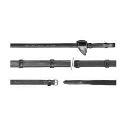 Hunter-teugels 5/8 met 7 stops (zonder stopper) US Collection by Dy'on Zwart Hunter-teugels 5/8 met 7 stops (zonder stopper) US Collection by Dy'on Zwart