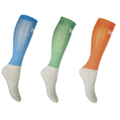 Chaussettes HKM Microcotton Colour par 3 Bleu / vert / orange