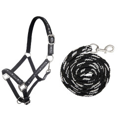 Halsterset met touw 180cm musketon HKM Stars