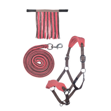 Set halster HKM karabijnhaak & afneembare franje