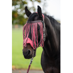 HKM halsterset met anti-paniek musketon en afneembare franjepartijen Mokka / melkachtig roze