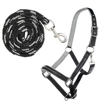 HKM Crystal halsterset met musketon en voering