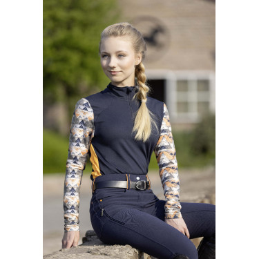 T-shirt techniek HKM Lyon Active lange mouwen Donkerblauw