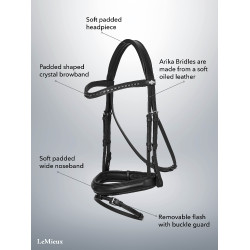 LeMieux Arika dressuur hoofdstel Bruin / zilver LeMieux Arika dressuur hoofdstel Bruin / zilver