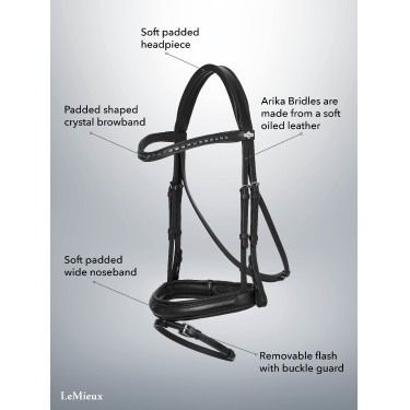LeMieux Arika dressuur hoofdstel Bruin / zilver LeMieux Arika dressuur hoofdstel Bruin / zilver